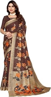 Yashika Women's Printed Trendy Art Silk Navy Color Saree With Blouse Material