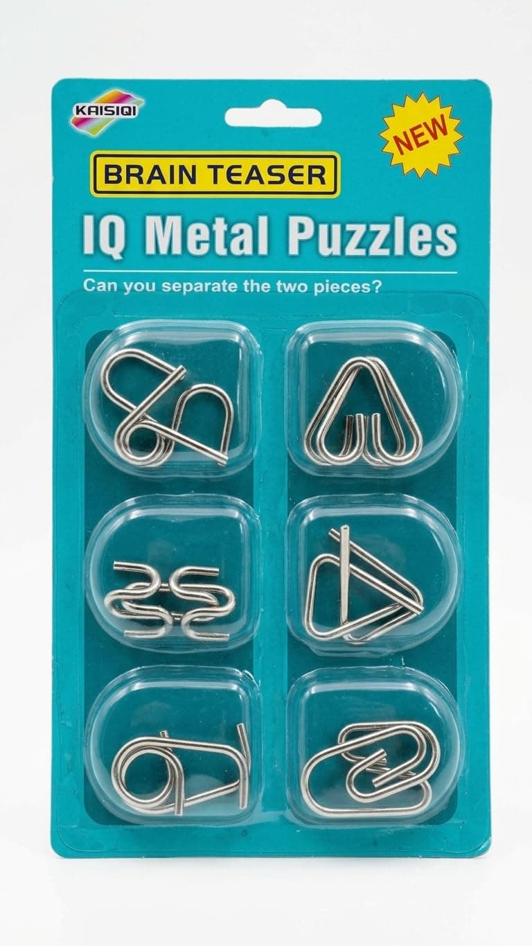 Magicwand Stainless Steel Metallic Intellectual Puzzles for All Age Groups【Pack of 1】【6 Pcs Metal Puzzles】