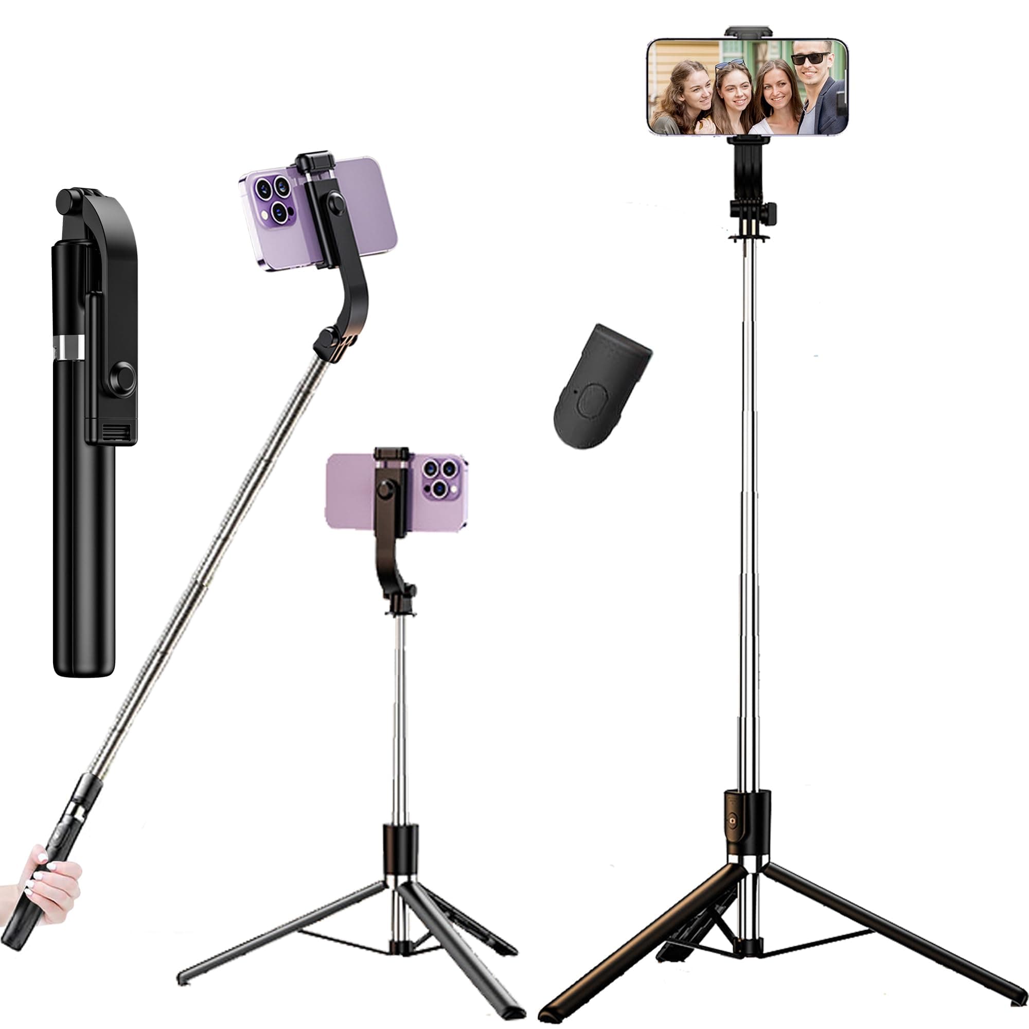 Kratos Upgraded 2026 67Inch/ 170cm Long Selfie Stick Tripod with Wireless Remote, Long Tripod Stand with 360° Rotation, Compatible with Mobile/GoPro for Travel,Suitable for iPhone and All Smartphones