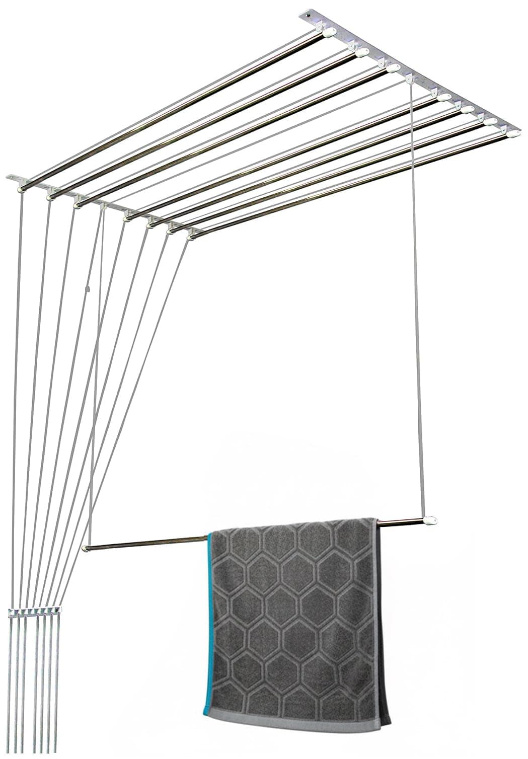 Synergy - 8 Pipes x 8 Feet - Heavy Duty - Stainless Steel Ceiling Cloth Dryer for Balcony | Cloth Drying Rope with Pulley | Cloth Hanging Stand | Clothes Drying Stand Wall Mounted - (SY-CL5-8P)