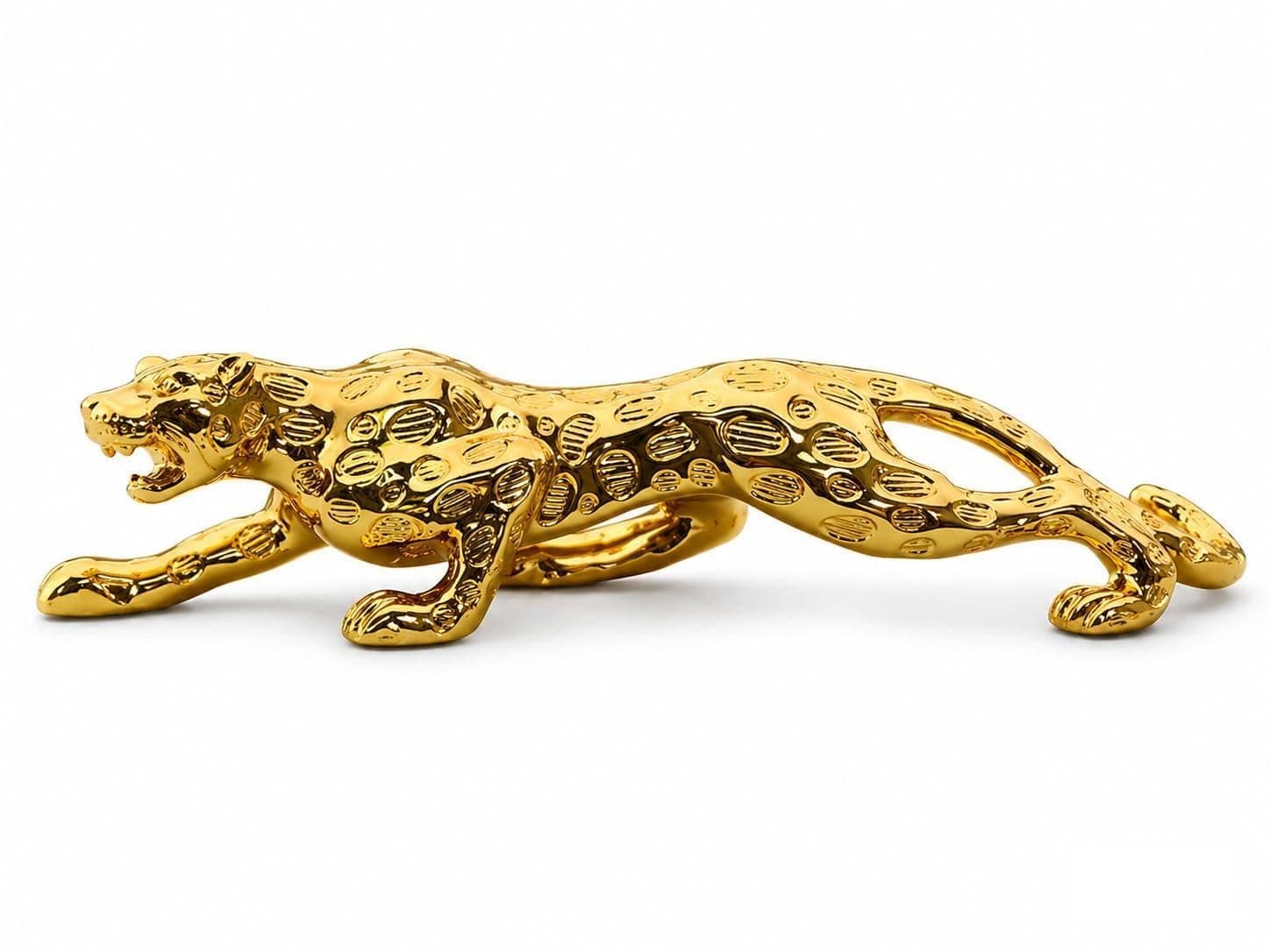 URBANVIBE HANDICRAFTS Golden Jaugar TV Unit for Living Room,Show Piece, Vastu Decorative Items, House Decoration Items for Home Decor (7 Inches/17.78 cm) (Spotted Design)
