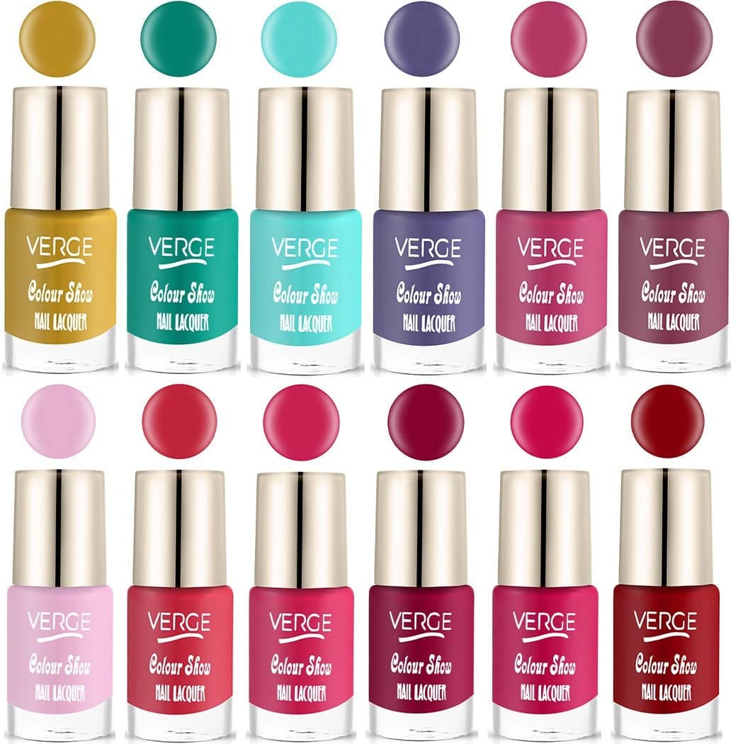 VERGE COLOUR SHOW LONG WEAR NAIL POLISH (PARABEN FREE & NON TOXIC) CHIP RESISTANT & QUICK DRY (MODERN COLOR RANGE COMBO) (CS12_20)