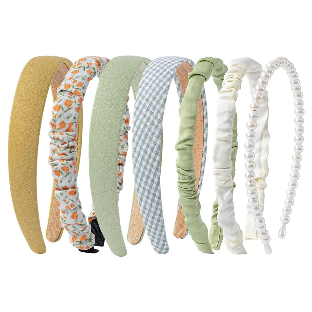 ZIBUYU® 7Pcs Hair Band for Women Stylish, Floral Wide Hair Band for Girls Kids, Pearl, Plaid, Countryside Style Hair Accessories Hairbands for Kids Girl