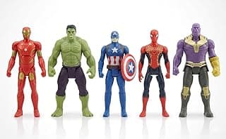 5 Pcs Superhero Action Figures Toys for Kids ? Poseable Hero & Villain Battle Figurines Set | Moveable Joints PVC Collectible Characters | Best Birthday Gift