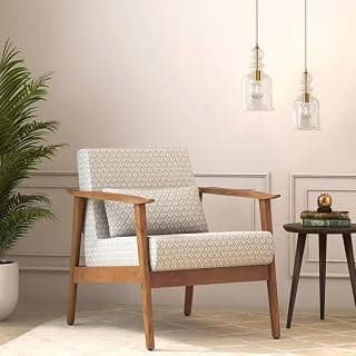 Urban Ladder Brooks Armchair - Natural -Azco- Grey Floral