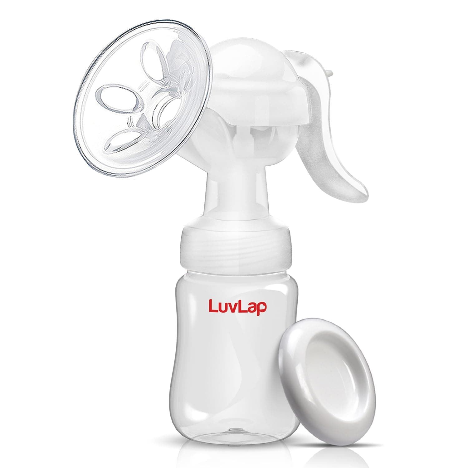 LuvLap Comfy Manual Breast Pump, 3 Level Suction Adjustment, Easy Massage Cushion & Ergonomic Handle for Easy & Painless Breast Milk Expression, 2pcs Breast Pads free, Soft & Gentle, BPA Free