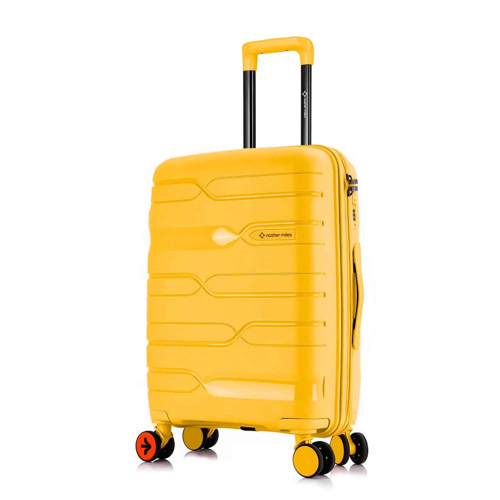 Nasher Miles Polypropylene 360 Degree Paris Hard-Sided Check-in Luggage 24 inch | 65cm | 8 Wheels Medium Trolley Bag for Travel | Suitcase (Yellow)