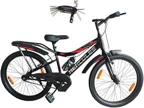 Hercules Storm RF 24T Sports Bicycle | Single Speed, IBC Carrier, Chain Cover Water Bottle | Racing Cycle | 90% Assembled Bike | Age 9-13Years | Girls Boys | Black