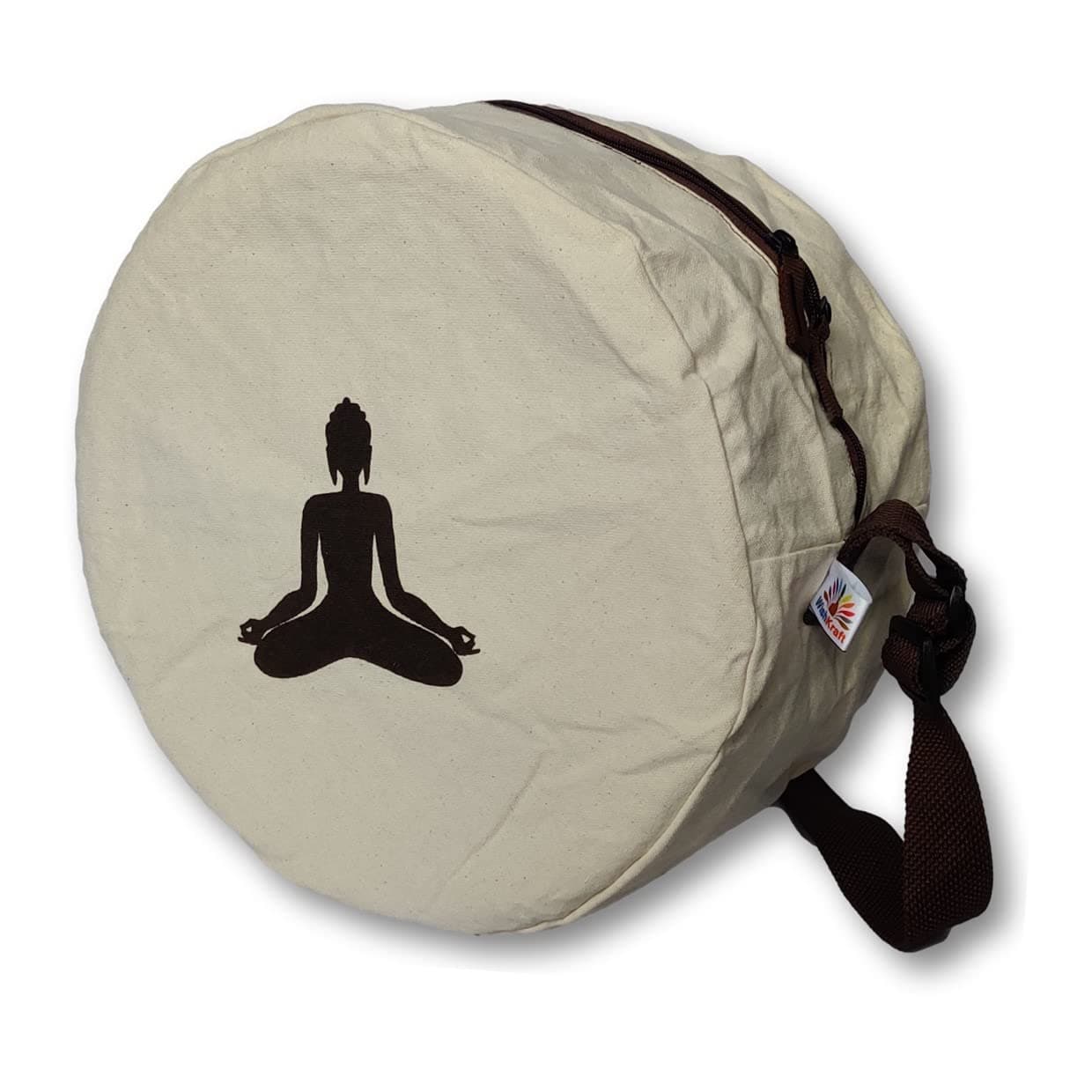 WishKraft Yoga Wheel Canvas Cover Carry Bag | Easy Access Zip, Wide Adjustable Shoulder Strap, Fits Most Yoga Wheels (Natural Beige)