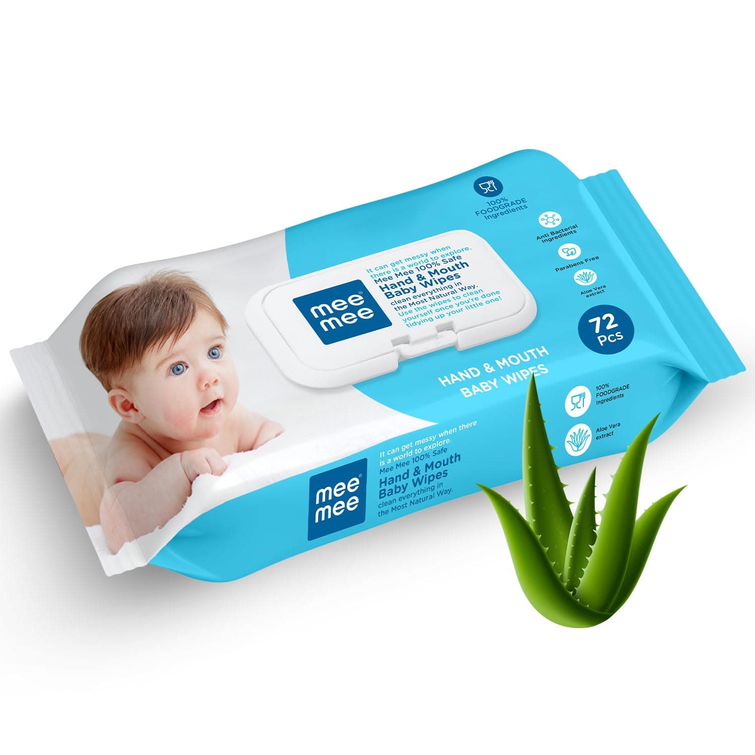 Mee Mee Gentle Hand and Mouth Baby Wipes (White, 1 Pack, 72 Pieces)