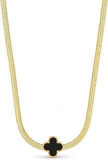 Zarini Premium Gold-Plated Black Clover Pendant Chain Necklace for Women