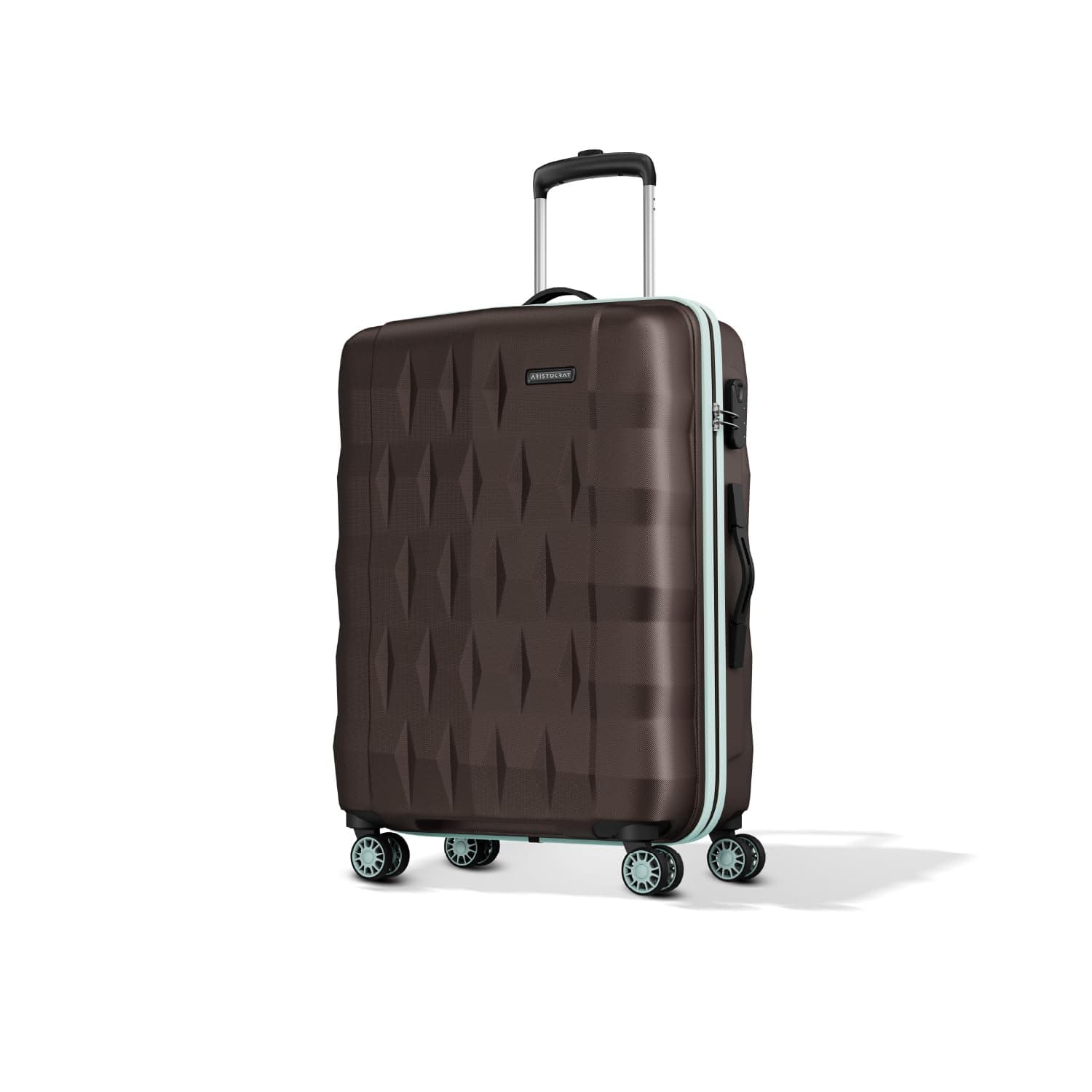 Aristocrat Comet 8 Wheel Check-in (Medium Size) Hard Case Trolley Bag | Combination Lock | Tough And Durable Polycarbonate Luggage|3 Year International Warranty| 66 CM Suitcase for Travel | Dark Brown