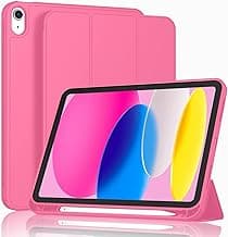 ProElite Smart Case for iPad (A16) 11th/10th Generation (2025/2022) [Auto Sleep/Wake Cover] [Left Side Pencil Holder] [Soft Flexible Case] Recoil Series - Hot Pink
