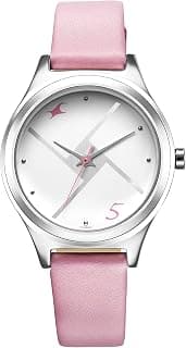 Fastrack Fastrack Stunners Quartz Analog Silver Dial Pink Leather Strap Watch for Girls - NS6152SL08