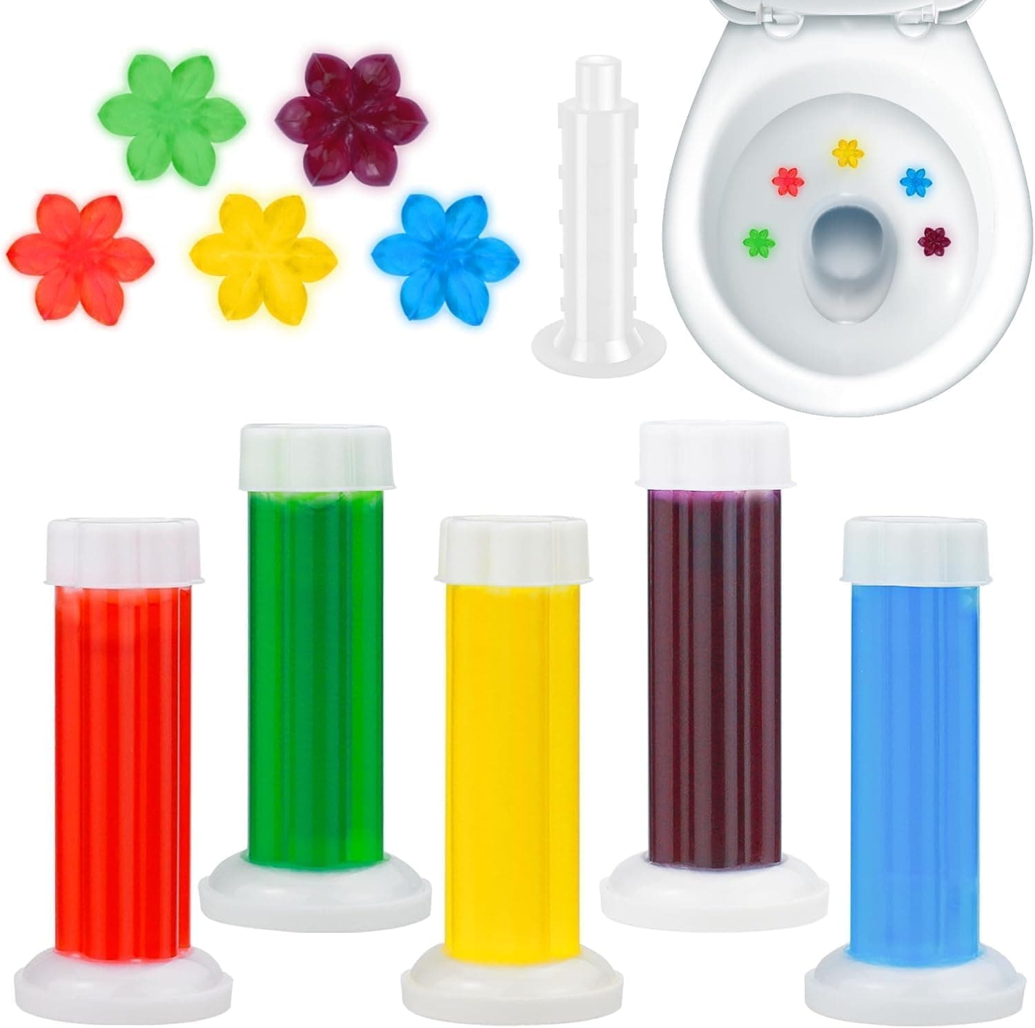 Khedu Fab® Toilet Cleaning Gel Flower Stamp Bathroom Cleaner – Toilet Fresheners Air Fresher For Remove Bad Odor – Long-Lasting Refills Gel Stamp Injection – [Pack of 1] (Multicolor)