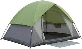 EYUVAA LABEL Foldable Camping Tent for 2 Person| Double-Layer Waterproof Outdoor Dome Tent with Carry Bag | Portable & Breathable Tent for Trekking, Hiking, Beach & Travel (Random Colour)