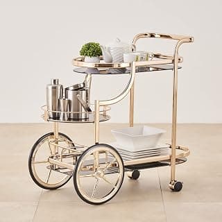 Home Centre Zola Serving Trolley | Serving Trolley for Kitchen | Metal | Gold | 1 Year Warranty
