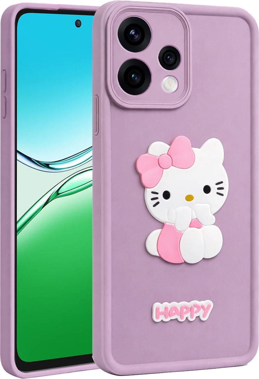 AeoFit Cute 3D Cartoon Soft Silicone Back Cover for Oppo Reno 15 5G – Stylish Design Slim Protective Case with Camera Protection for Oppo Reno 15 5G (Purple)