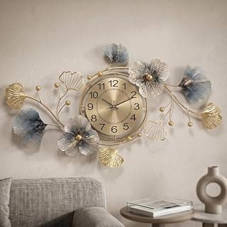 Gold Metal Wall Clock for Hall | Luxury Wall Decor Items for Living Room | Big Size Home Decor Items for Wall Decoration | Stylish Latest Artistic Clock for Home