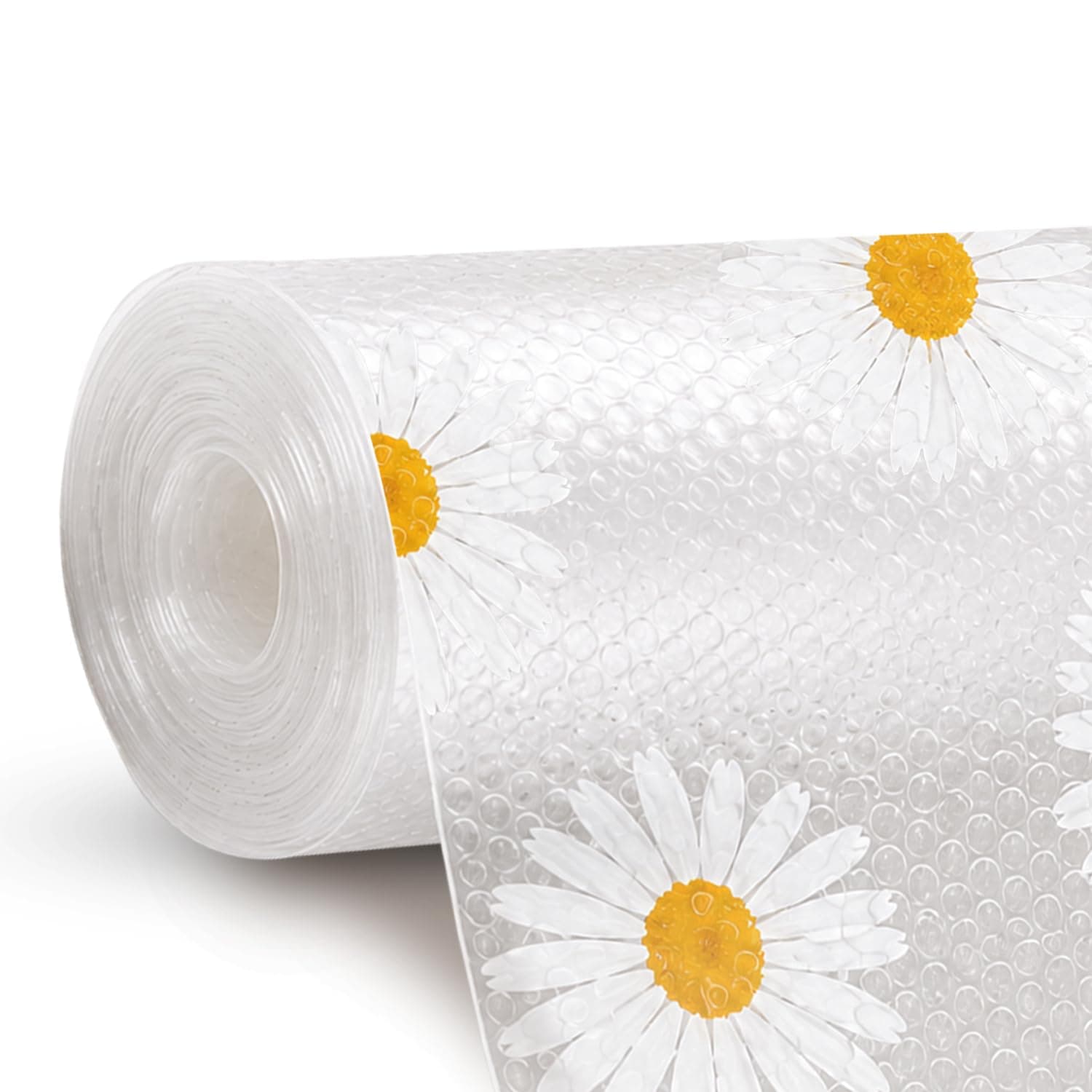 CANWAY® (45cm x 1.5M) Food Grade Non-Slip Drawer & Shelf Mat | Waterproof, Washable Shelf Liner for Kitchen Cabinets, Cupboards, Fridge & Bathroom Shelves | White-Flower