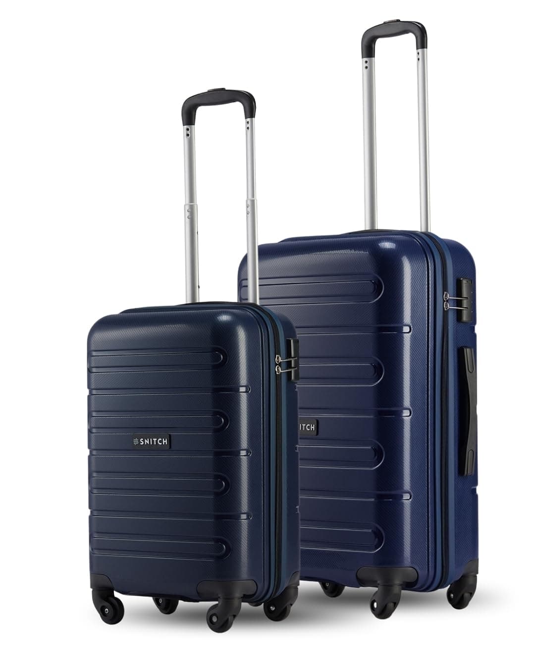 SNITCH Loop 2Pc Set Blue Polypropylene Hard Travel Suitcase - Trolley Bag Set of 2 & Luggage with 4 Wheels, Secure Lock & Free Shoe Bag