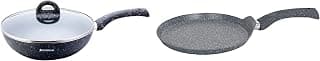 Wonderchef Granite Non-Stick Dosa Tawa, Induction Bottom, 3.5mm,30cm & Granite Non-Stick Wok, Induction Bottom, Soft-Touch Handles, Virgin Grade Aluminium, Heavy Metals Free, 3.5mm, 26cm, 3.1 litres