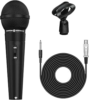 DIGIMORE Professional Cardioid Dynamic Microphone | Wired Mic with 20ft XLR Cable & Mic Holder | for Vocals, Singing, Karaoke, Live Performance, Studio, PA System, Stage, Recording (D-1020)