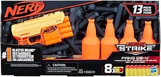 Nerf Fang QS-4 Targeting Set -- 13-Piece Alpha Strike Set Includes Toy Blaster, 4 Half-Targets, and 8 Official Elite Foam Darts (Multicolour)