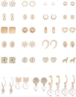 ZAVERI PEARLS Set of 25 Gold Tone Contemporary Studs & Drop Earrings For Women-ZPFK15140