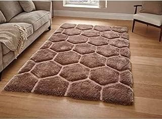 Super Soft Shaggy Carpet & Rugs for Living Room,Bedroom,Hall | Cozy Luxury Anti-Skid Area Rugs for Sofa Area,Guest Room,Kids Room & Home Decor (3x5 Feet Beige Football)