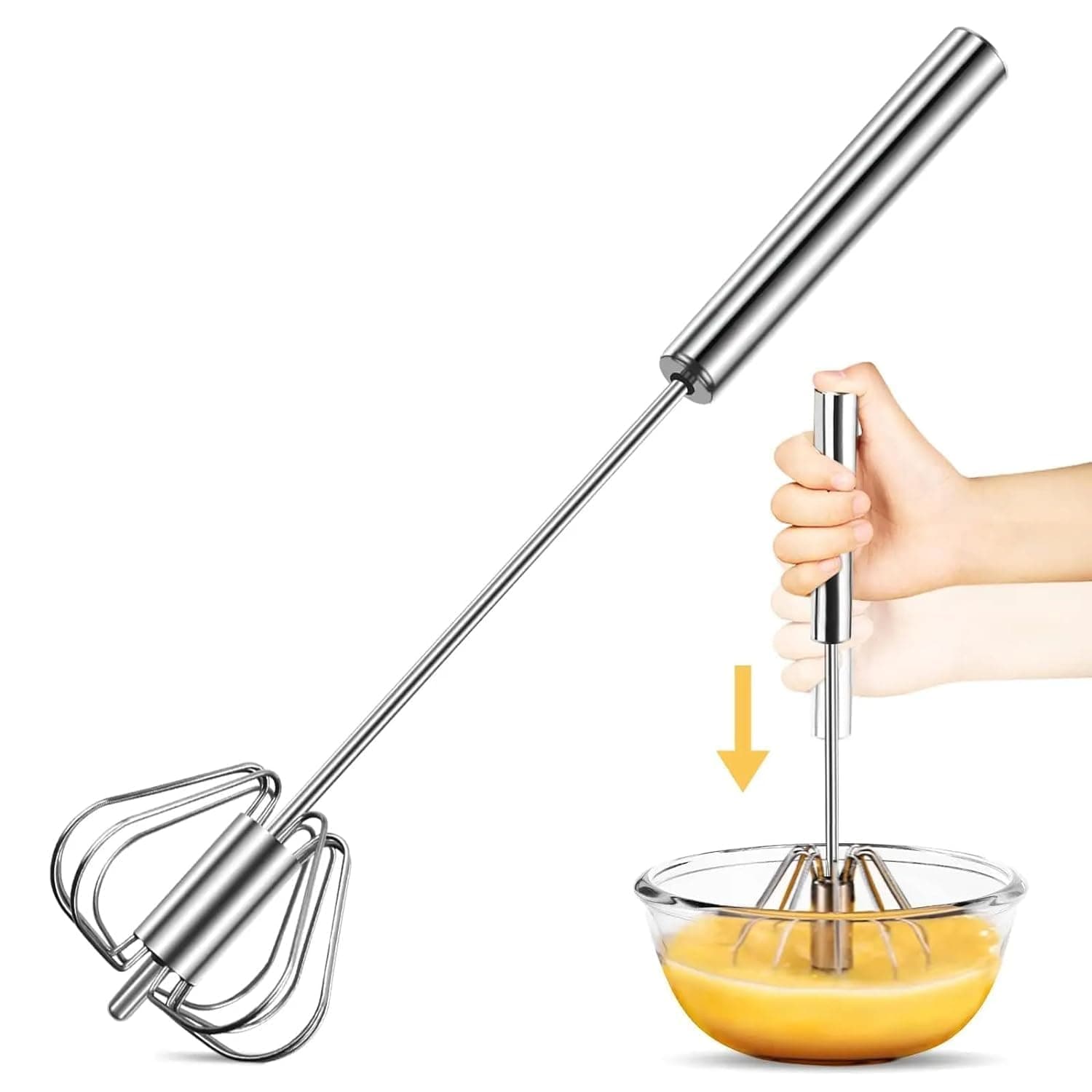 REWOF Hand Blender – 9 Inch Stainless Steel Automatic Hand Blender for Kitchen | Lassi & Butter Milk Maker | Egg Beater & Mixer for Juices, Shakes, Coffee Froth, Everyday Cooking (Silver)