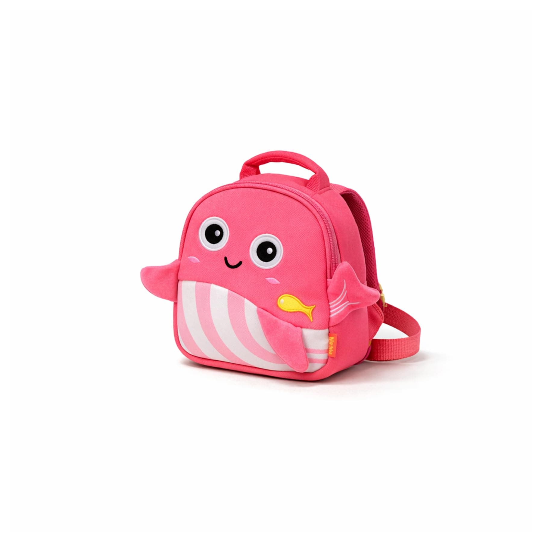 WISHKEY Fish Design Bag for Pre-Schoolers Kids, Water Resistant Mini Backpack for Kids, Lightweight Small Size Bag for Play School & Nursery Kid's, Picnic Bag, Pink, 1-4 Years (Pack of 1)