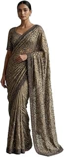 Generic Viral SABYASACHI Antique Gold Designer Beads Net Saree w//Readymade Blouse