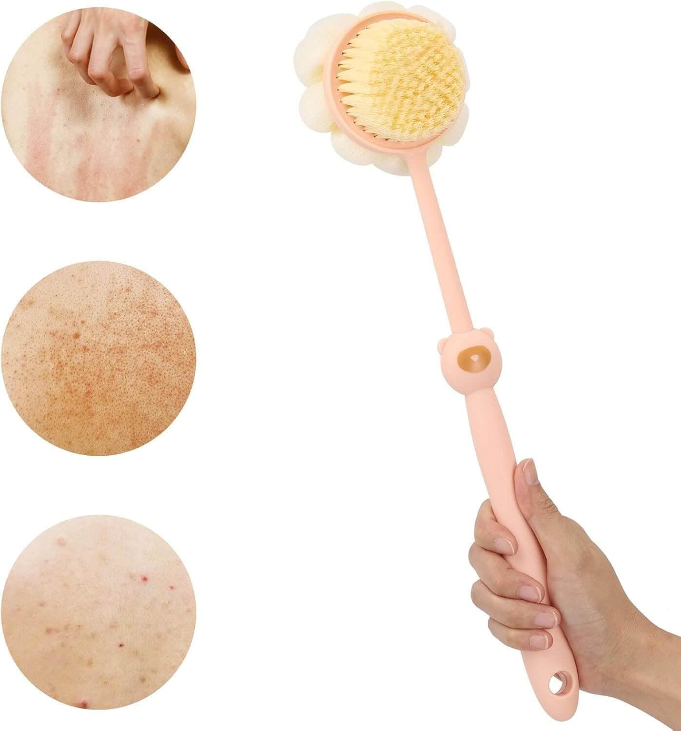 GRAYSON Body Scrubber For Women | Back Scrubber For Bathing, Bath Brush with Soft Bristles and Long Handle | Loofah for Gentle Exfoliation which Improve Skin, Easy to use, Multicolour