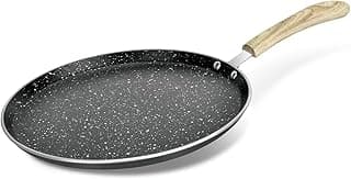 BERGNER Bellini Plus Aura 5-Layer Non-Stick 30 cm Dosa Tawa, Soft Touch Wooden Finish Handle, Food Safe, PFOA Free, Even Heat Distribution, 4mm Thickness, Induction Bottom, 1-Year Warranty, Black