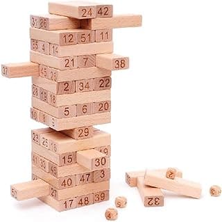 Toy Imagine 54 Pcs Wooden Tumbling Tower Game – Indoor Stacking Puzzle Blocks for Kids, Adults & Families – Fun Balancing Toy for Boys & Girls of All Ages – Party Game & Brain Teaser