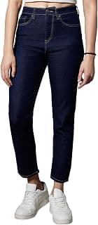 HIGH STAR Women's Straight Fit Mid Rise Jeans