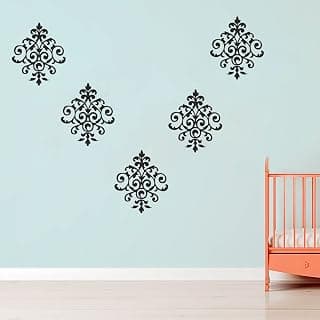 Mandala Motif Wall Stickers Featuring-Mandala Art Wall Decor 6 Unit Stickers' (PVC Vinyl - 70.86 x 0.39 x 59.05 Inches, Black)-Self-Adhesive