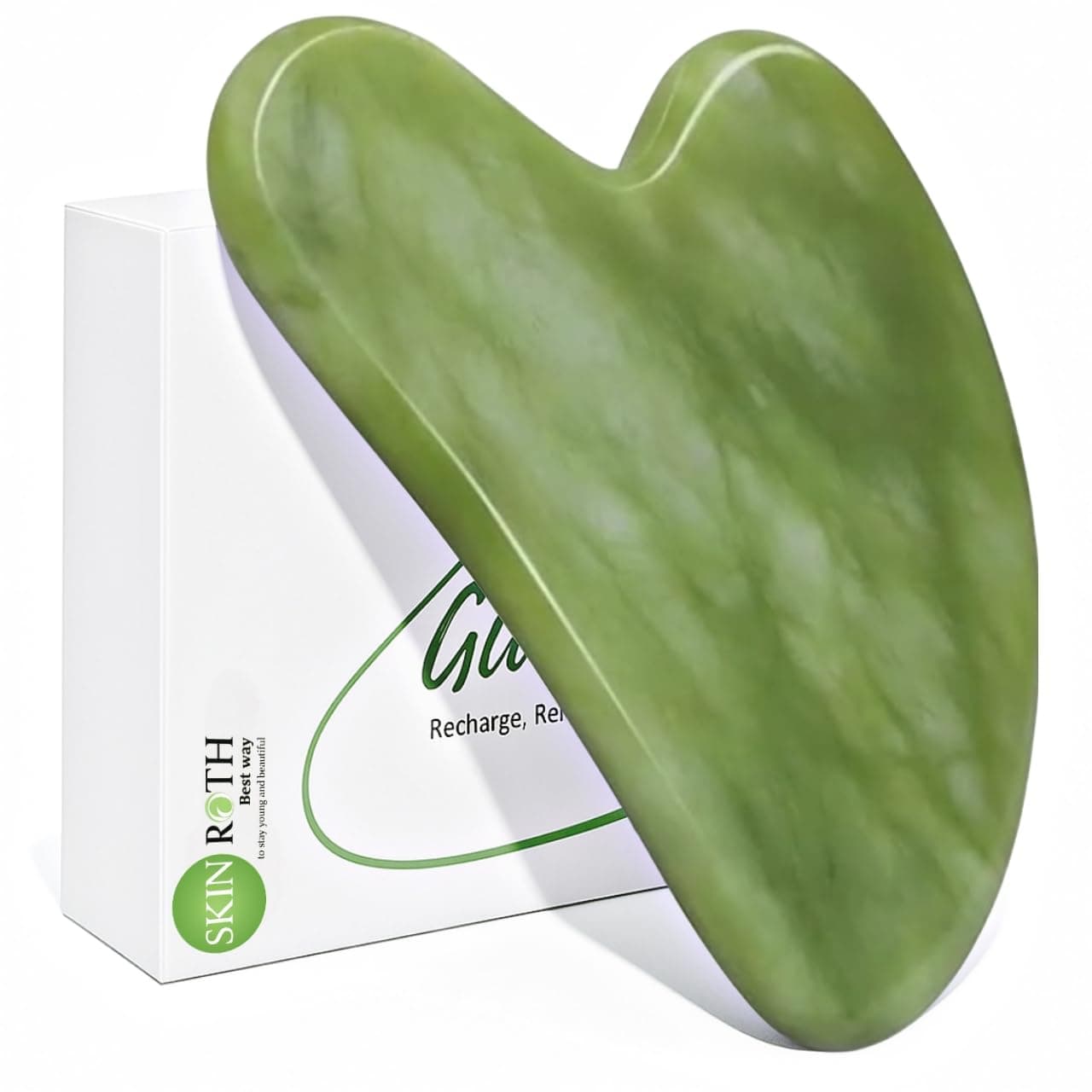 SKINROTH Authentic Jade Gua Sha | Facial Massager for Glowing Skin & Anti-Aging | Comes with Damage Protection & Dry-Cold Technology Box | Both-Side Smooth Edge for Puffiness Relief & Sculpting