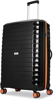 Aristocrat Altitude 8 Wheel Large Size (Check-in) Hard Case Trolley Bag | Combination Lock |Tough and Durable Polypropylene Luggage | 3 Year International Warranty| 58 CM Suitcase for Travel| Black
