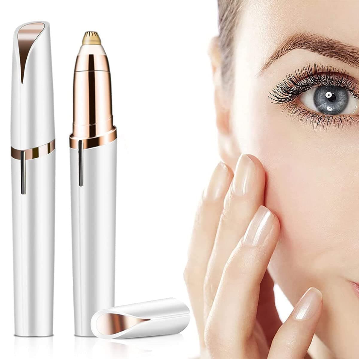 Eyebrow Trimmer for Women, Portable Electric Trimmer for Face, Lips, Nose (Gold)