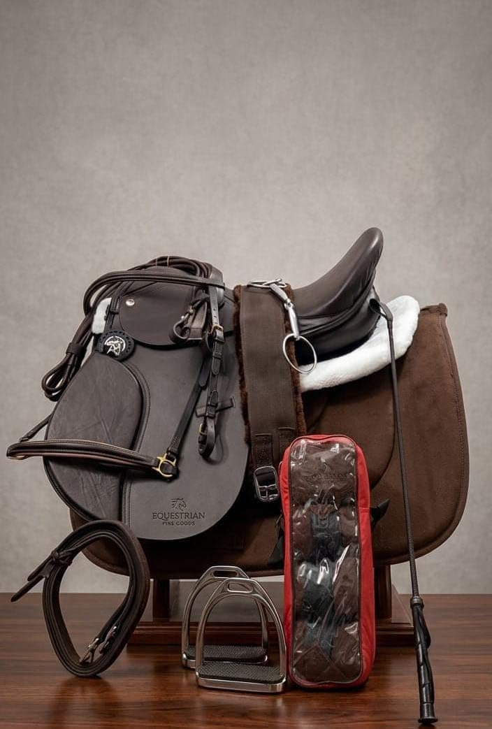 BLESSING PET SUPPLY Leather Horse Saddle Jumping English Horse Saddle Set Black (Size 18) (Brown, Leather Saddle for Horse Riding 18 Inch)