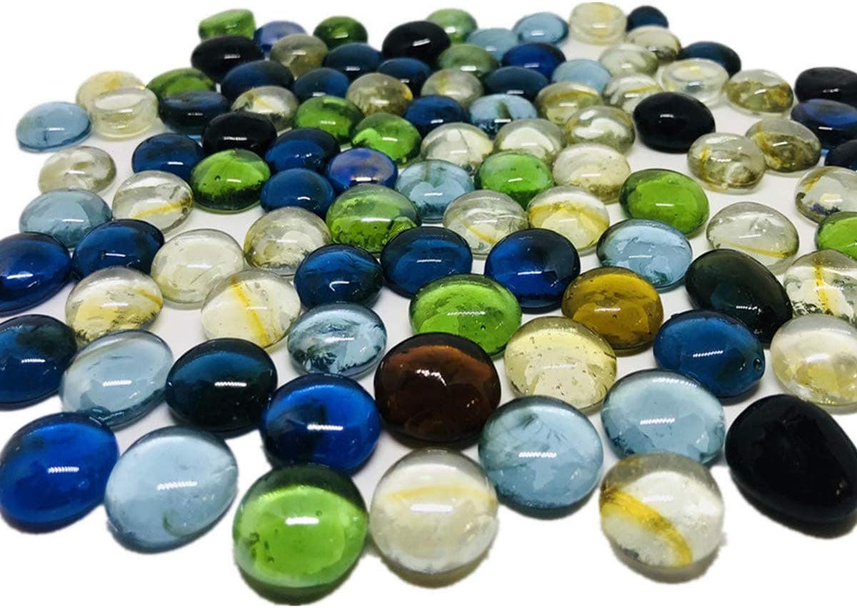 Color Stone Multi Colour Glass Stones Decorative Aquarium and Vase Fillers Pebbles for Garden & Home Decor (Transparent, 500Gm)