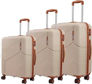 Safari Carter Hard-Sided Polypropylene Suitcase 5 Years Warranty Luggage Set of 3 Trolley Bags (55 & 67 & 76 cm) (Luxury Beige)