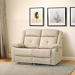 Royaloak Wave Fabric Recliner Two Seater | Reclining Sofa | Pillow Top Armrest | High Backrest | Pocket Spring Comfort | Heavy-Duty Metal Base | Tufted Upholstery Design