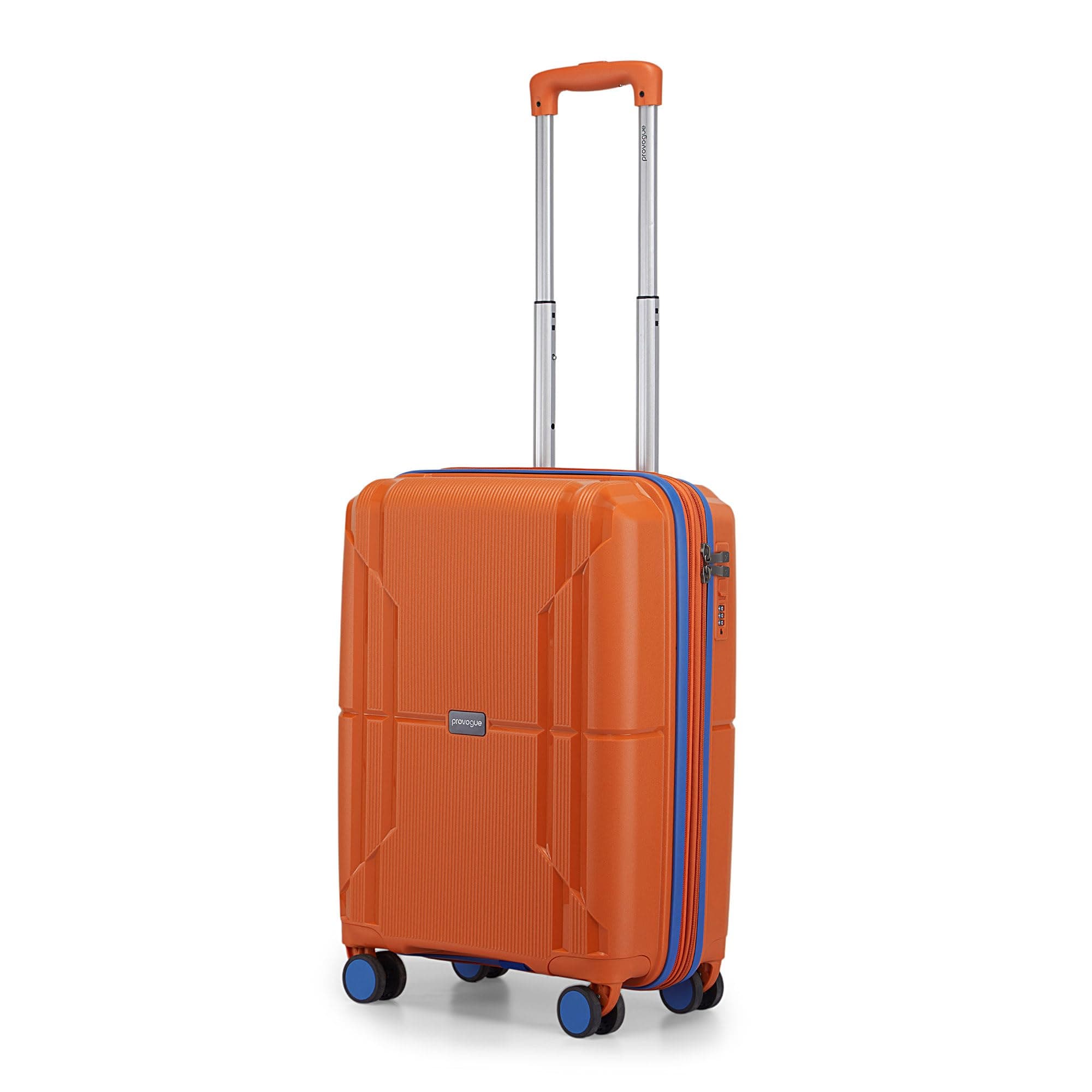 Provogue Lumina Hard-Sided PP 55 Cm Suitcase/Cabin Trolley Bag Small| Expandable Space with 8 Wheels Trolley Bags for Travel |Lightweight with Combination Lock|5 Year Warranty (Burnt Orange)