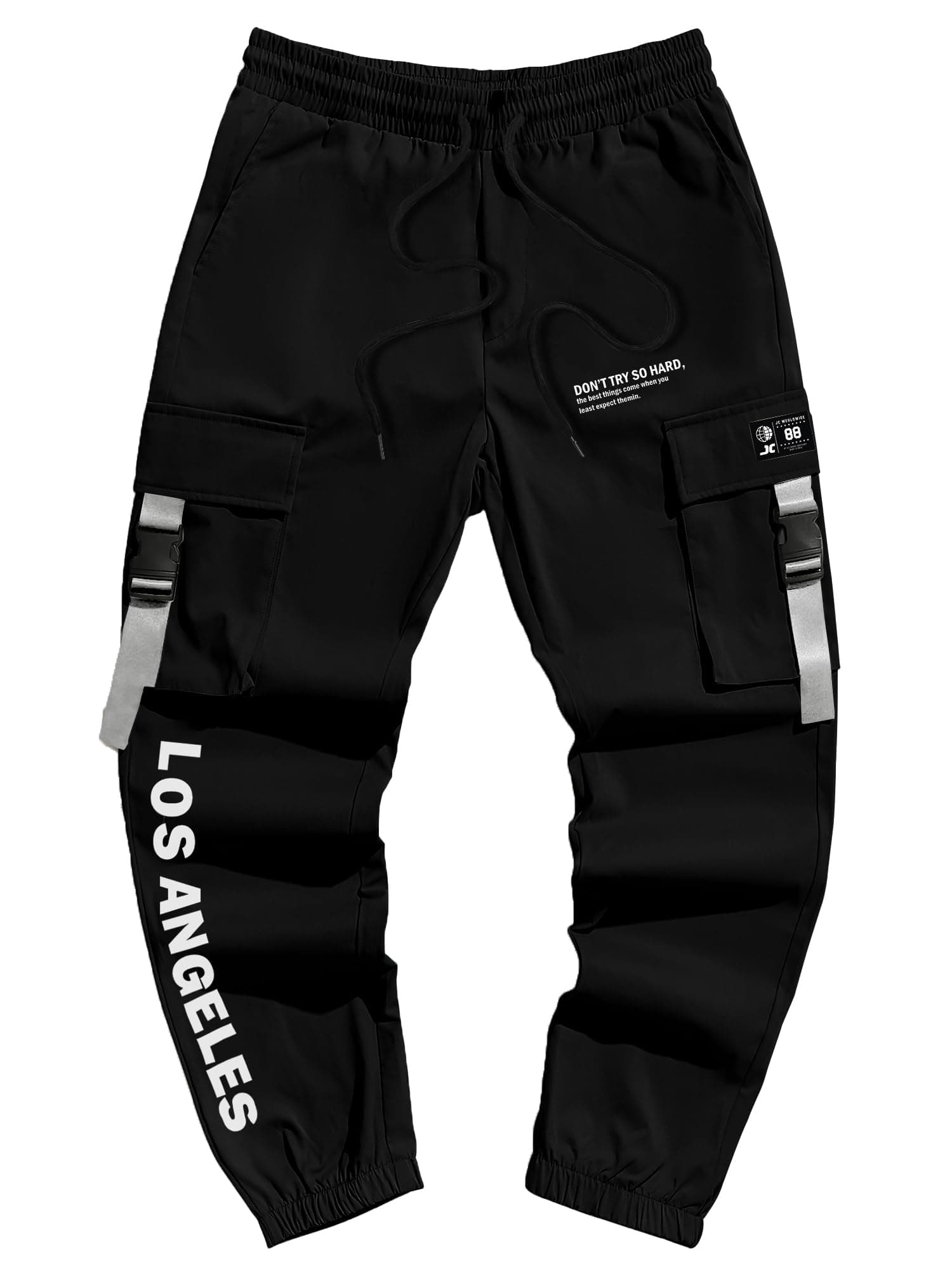 Jump Cuts Mens Printed Light Grey Polyester Slim Fit Carge Pant