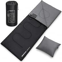 Montaray by Xtrim Outsite 150 Camping Sleeping Bag with Pillow, 150 GSM Polyester, 185x72 cm, Converts to 185x140 cm Blanket, Comfortable for 15°C to 3°C, Lightweight 1.315 kg, 3 Season Outdoor Use