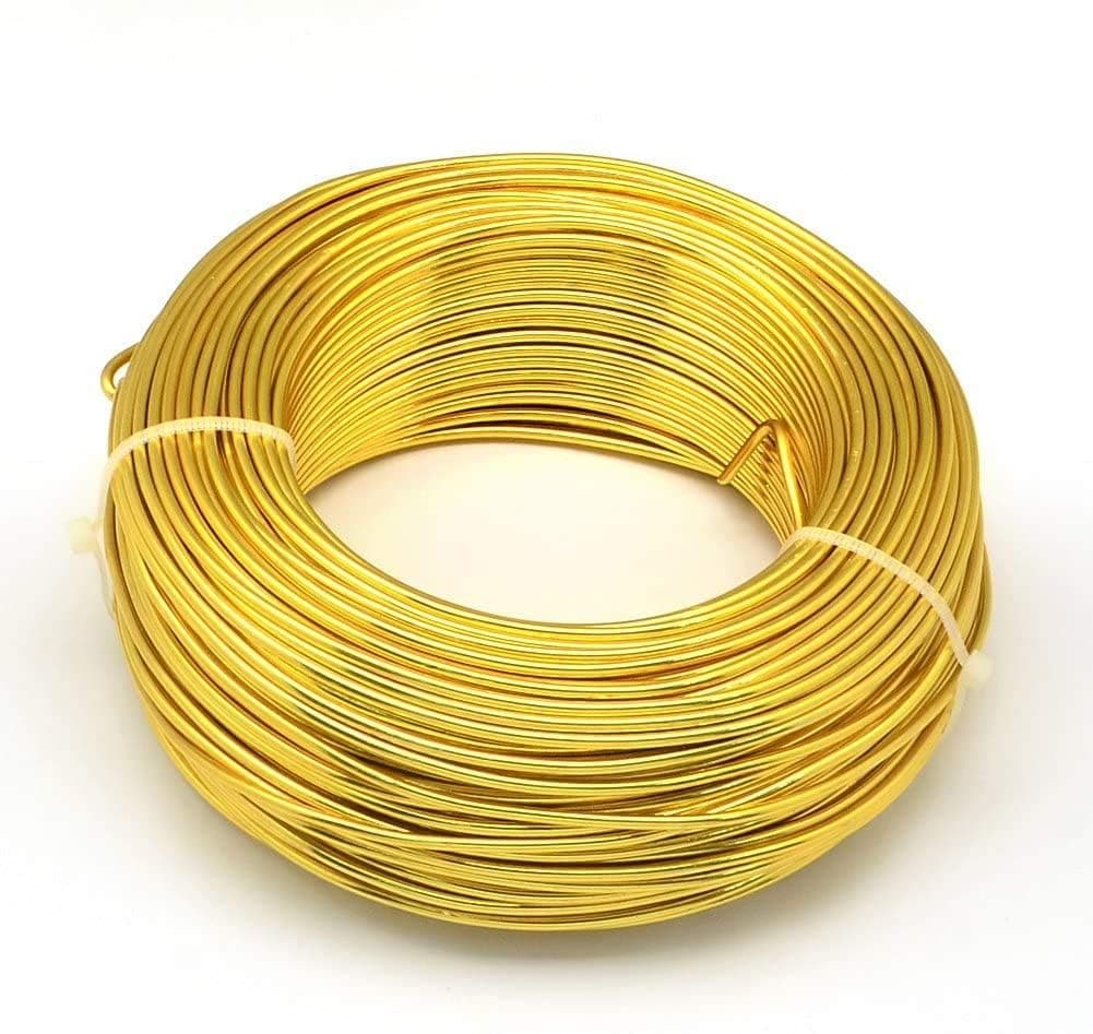 Beadsnfashion 10 Meters Aluminium Craft Wire 1.5mm Golden Color for DIY Art & Craft Projects, Wire Wrapping, Jewellery Design, Flower Decoration, Floral Arrangement and Handmade Craft Supplies