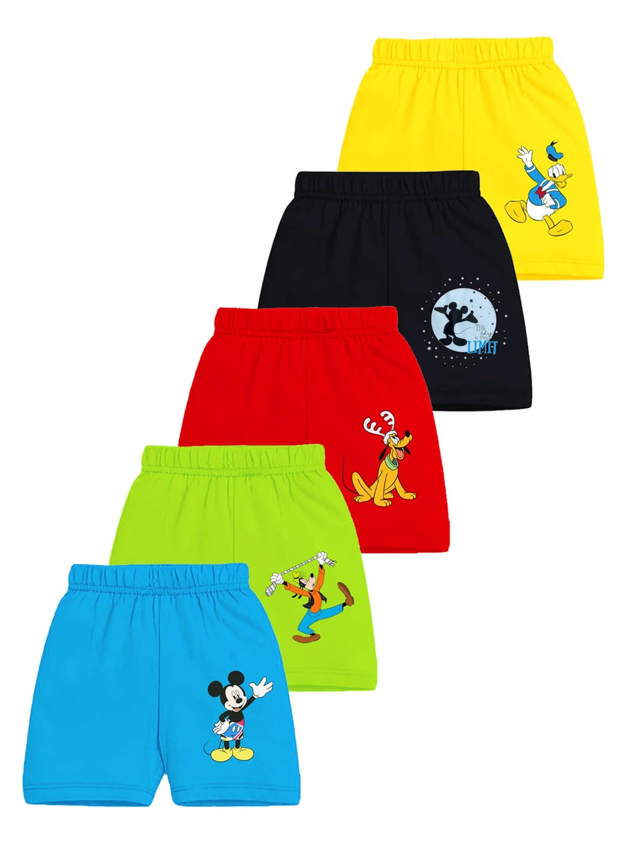 Kuchipoo Boys and Girls Cotton Shorts (© Disney-SHT-118, Multicolor, 18-24 Months) - Pack of 5